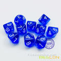 10pcs Polyédrique 10 Dice Dice avec numéro 1-10, Dix de 10 côtés transparents, 10 côtés Cube 1-10